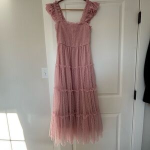 Blu Pepper Dusty Rose Ruffled Tiered Maxi Dress